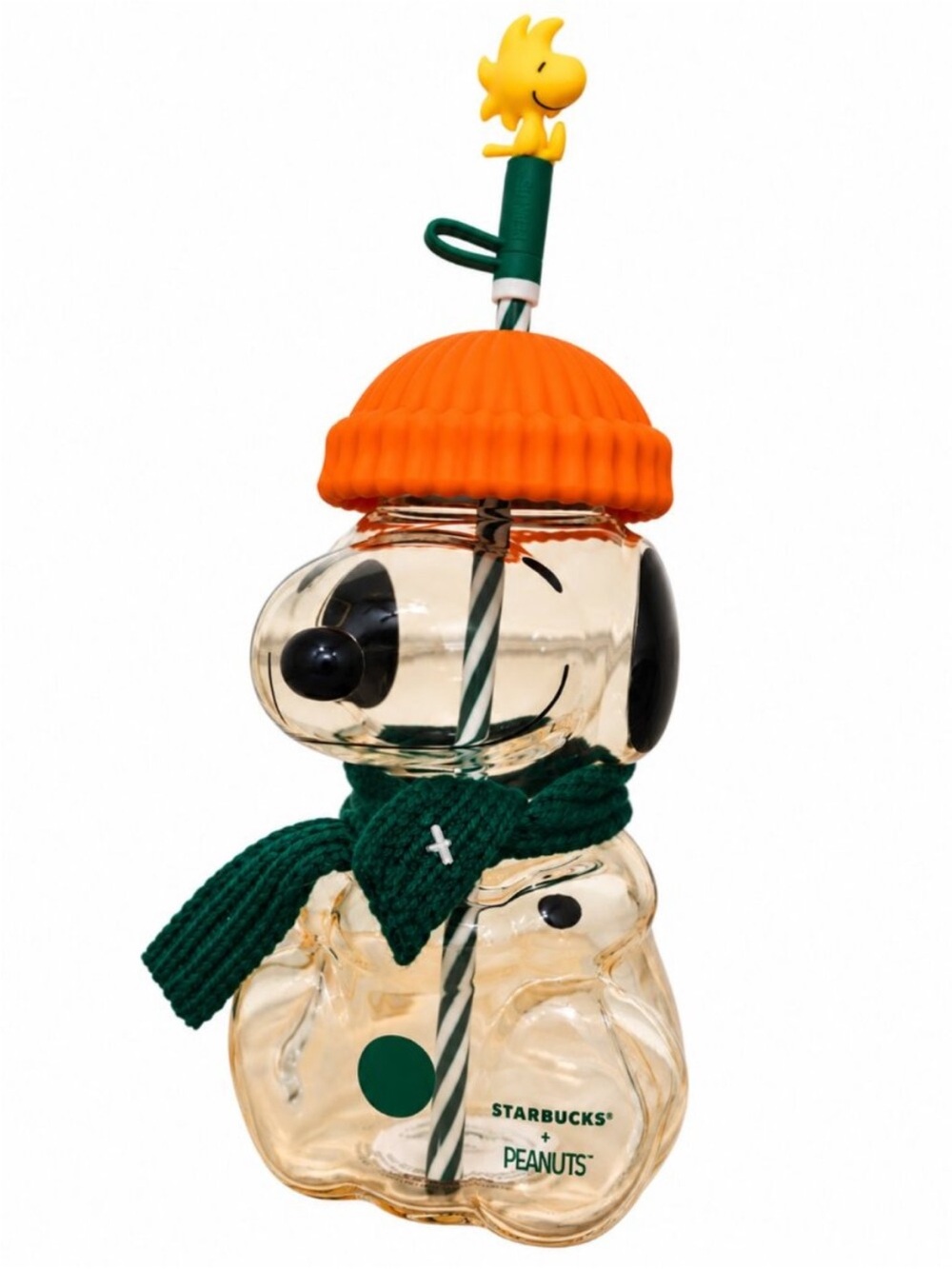 Starbucks Peanuts Snoopy Kids Straw Bottle - Orange Hat, Green Scarf